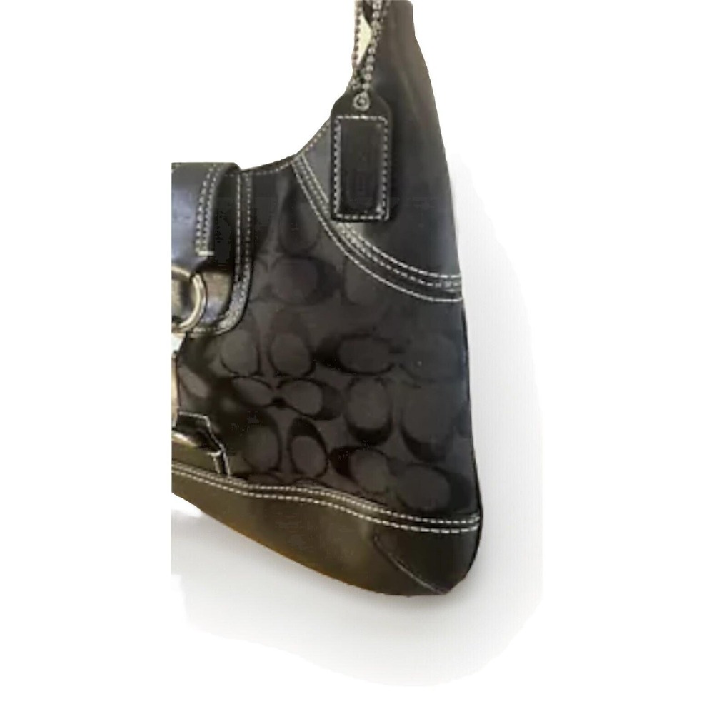 Coach Hampton Purse Black Shoulder Bag Signature Jacquard Clip Bag - Picture 3 of 6